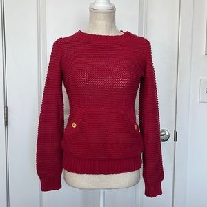 Red fisherman lightweight LL Bean cotton sweater